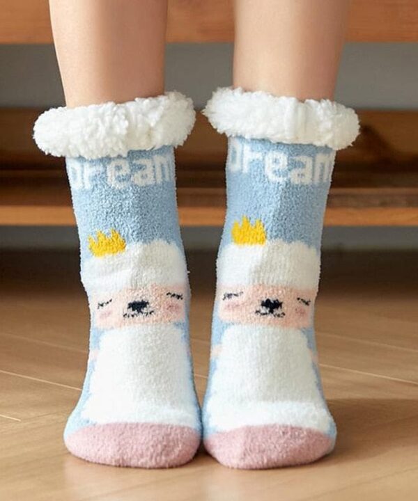 chaussons chaussette mouton bleu