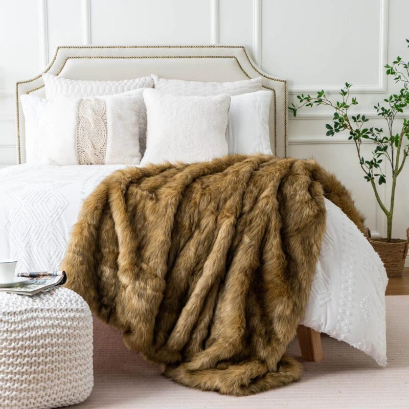 grand plaid fausse fourrure prestige ocre 2
