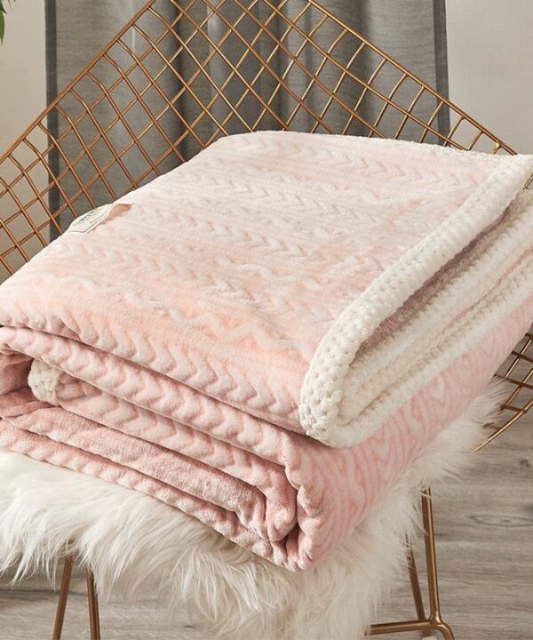 plaid epais en coton rose