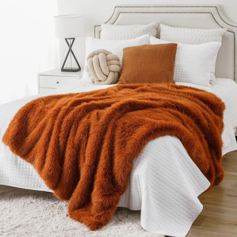 plaid fausse fourrure luxe prestige orange 2