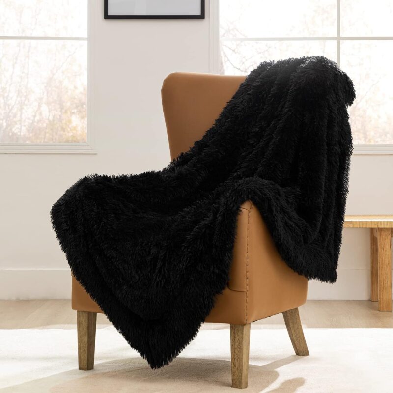 plaid fausse fourrure noir