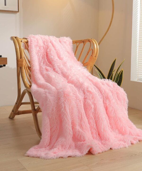 plaid fausse fourrure rose