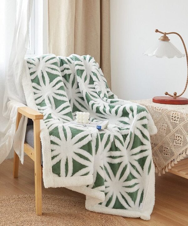 plaid polaire vert a motif