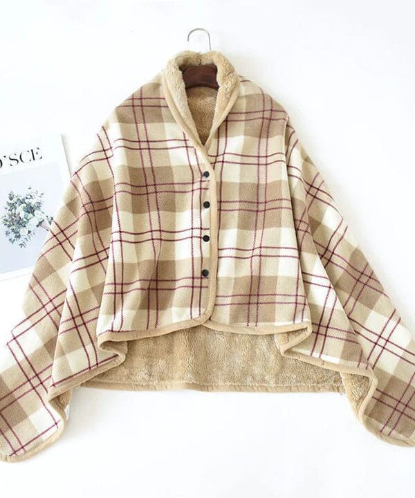 poncho plaid marron 2