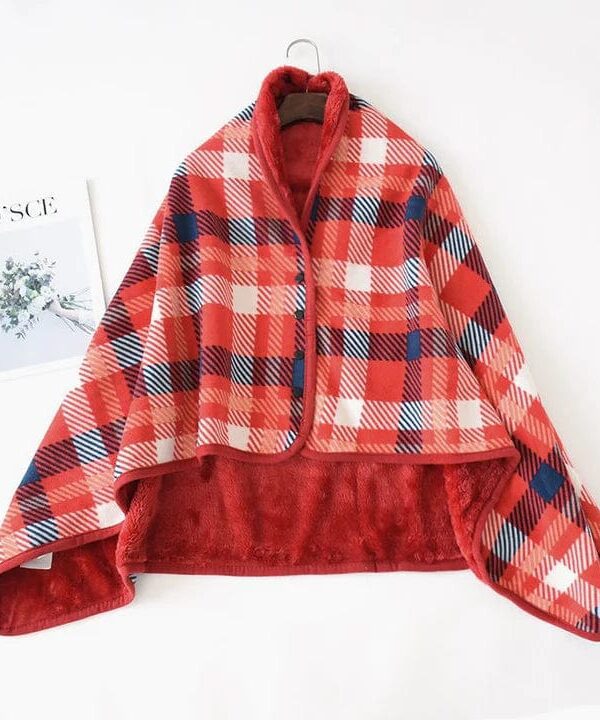 poncho plaid rouge